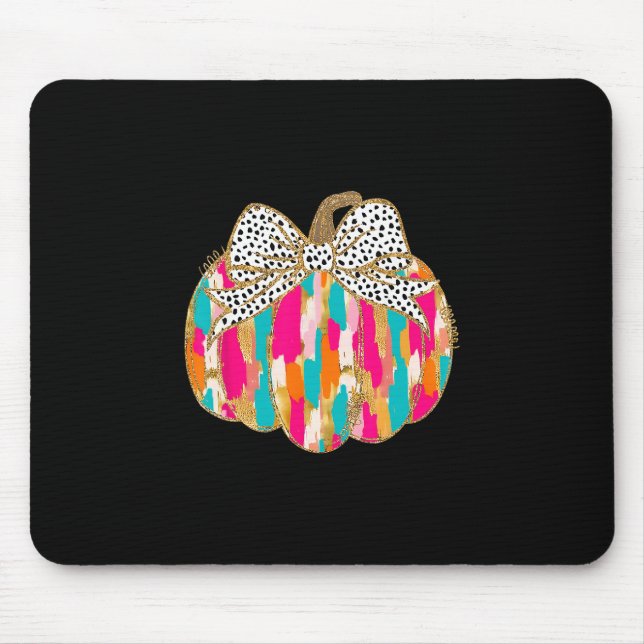 Coquette Bow Pumpkin Season Autumn Fall Leaves Tha Mouse Pad (Front)