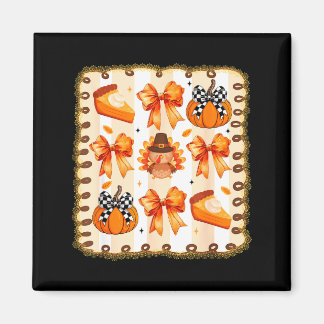 Coquette Bow Pumpkin Season Thanksgiving Autumn Fa Magnet