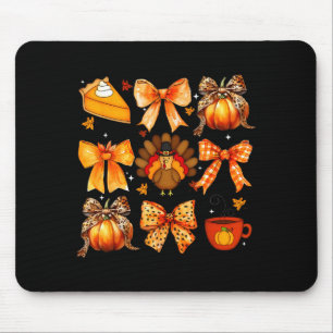 Coquette Bow Pumpkin Season Thanksgiving Autumn Fa Mouse Pad
