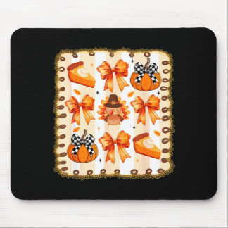 Coquette Bow Pumpkin Season Thanksgiving Autumn Fa Mouse Pad