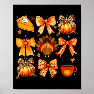 Coquette Bow Pumpkin Season Thanksgiving Autumn Fa Poster