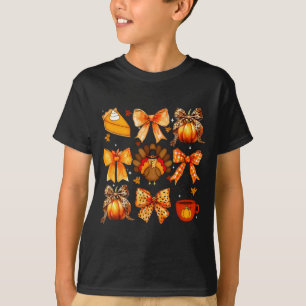 Coquette Bow Pumpkin Season Thanksgiving Autumn Fa T-Shirt