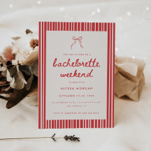 Coquette Bow Red Striped Bachelorette Weekend