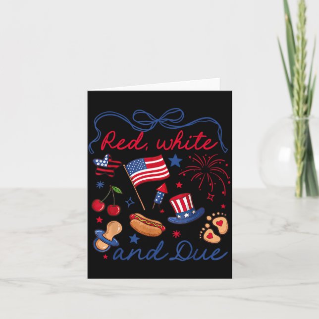 Coquette Bow Red White and Due 4th of July Card (Front)