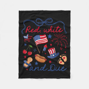 Coquette Bow Red White and Due 4th of July Fleece Blanket