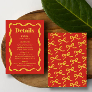 Coquette Bow Retro Wedding Detail Enclosure Card