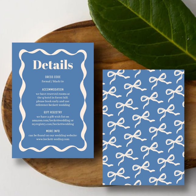 Coquette Bow Retro Wedding Detail Enclosure Card (Creator Uploaded)