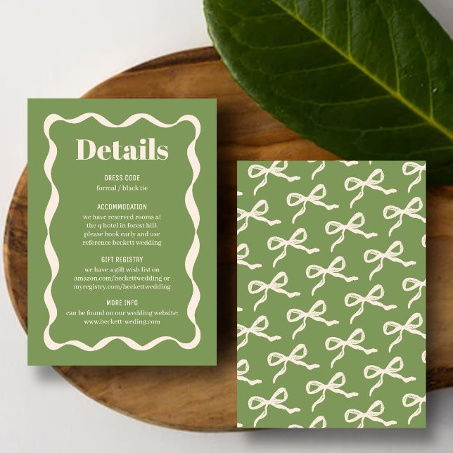 Coquette Bow Retro Wedding Detail Enclosure Card (Creator Uploaded)