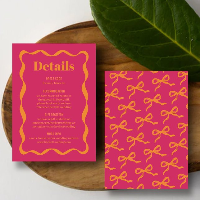 Coquette Bow Retro Wedding Detail Enclosure Card (Creator Uploaded)