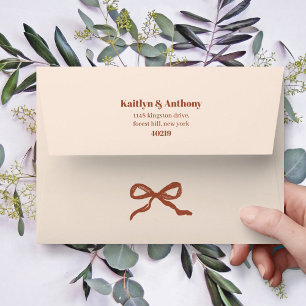 Coquette Bow Retro Wedding Envelope