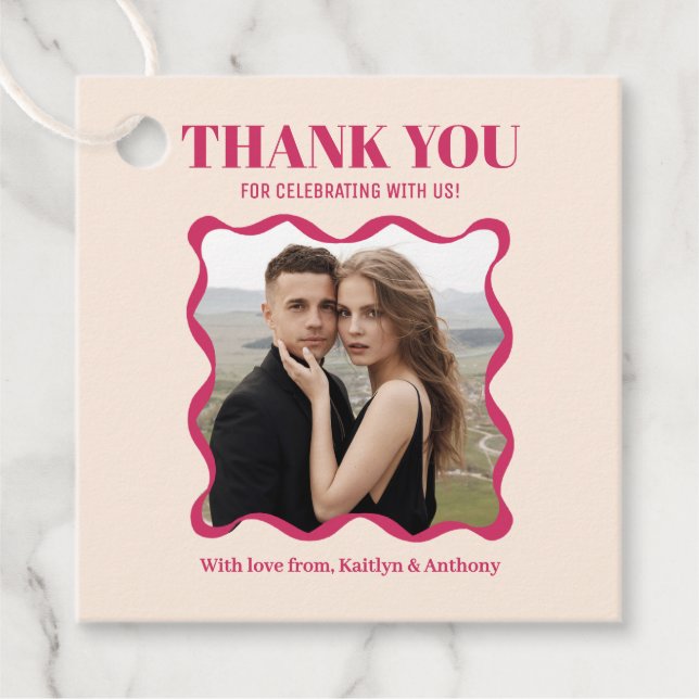 Coquette Bow Retro Wedding Favour Tags (Front)