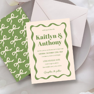 Coquette Bow Retro Wedding Invitation