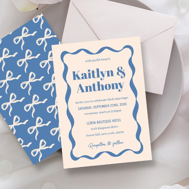 Coquette Bow Retro Wedding Invitation (Creator Uploaded)