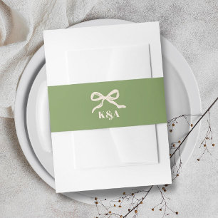 Coquette Bow Retro Wedding Invitation Belly Band