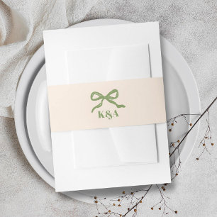Coquette Bow Retro Wedding Invitation Belly Band