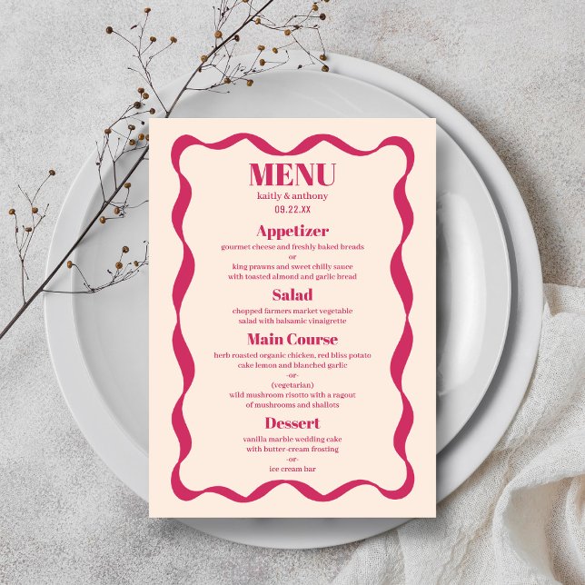 Coquette Bow Retro Wedding Menu (Creator Uploaded)