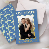Coquette Bow Retro Wedding Photo Save The Date