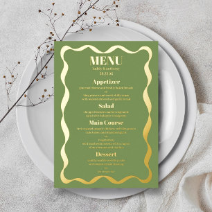 Coquette Bow Retro Wedding Real Foil Menu Card