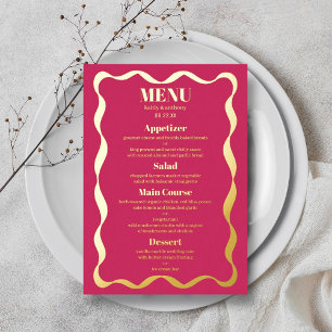 Coquette Bow Retro Wedding Real Foil Menu Card