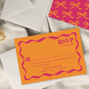 Coquette Bow Retro Wedding RSVP Card