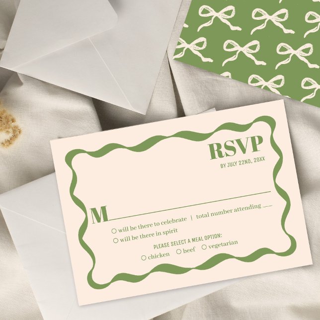 Coquette Bow Retro Wedding RSVP Card (Creator Uploaded)