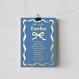 Coquette Bow Retro Wedding Seating Chart Foil Card