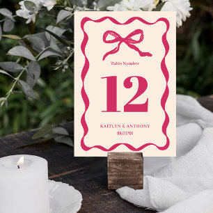 Coquette Bow Retro Wedding Table Number
