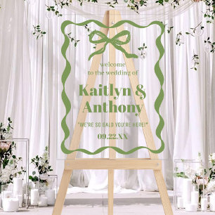 Coquette Bow Retro Wedding Welcome Acrylic Sign