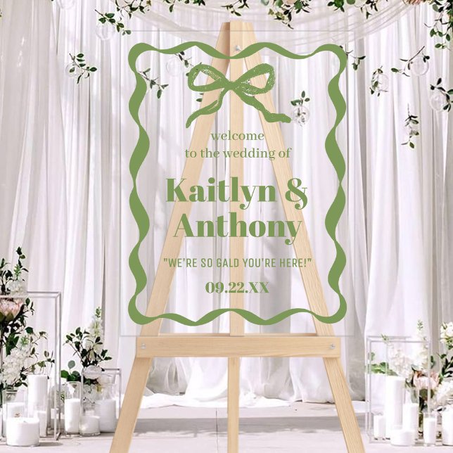 Coquette Bow Retro Wedding Welcome Acrylic Sign (Creator Uploaded)