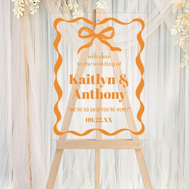 Coquette Bow Retro Wedding Welcome Acrylic Sign (Creator Uploaded)