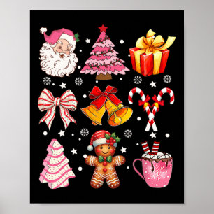 Coquette Bow Santa Christmas Tree Cake Candy Ginge Poster