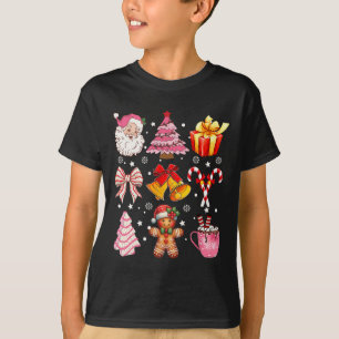 Coquette Bow Santa Christmas Tree Cake Candy Ginge T-Shirt