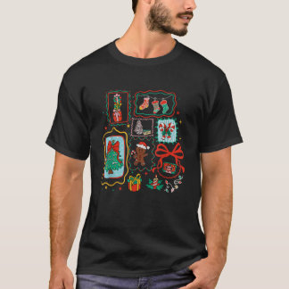 Coquette Bow Santa Christmas Tree Xmas Merry and B T-Shirt