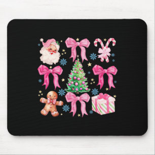 Coquette Bow Santa Claus Pink Merry Christmas Wome Mouse Pad