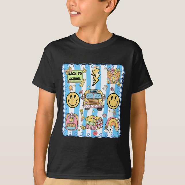 Coquette Bow School Bus Funny Back To School Teach T-Shirt (Front)