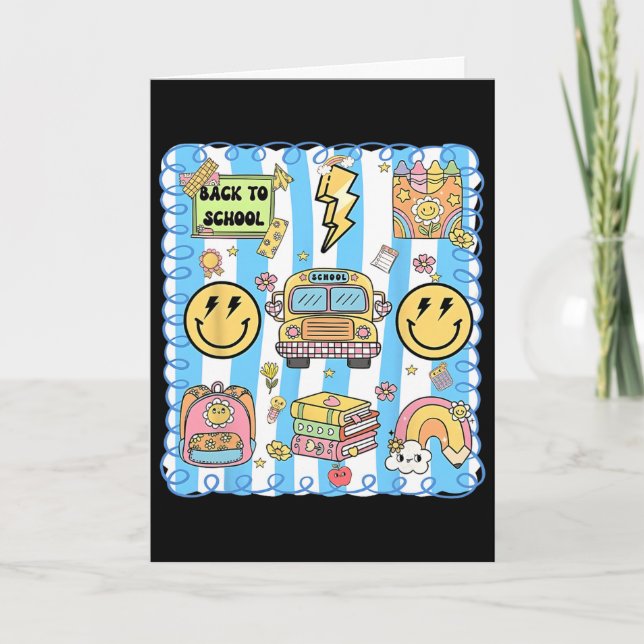 Coquette Bow School Bus Funny Ck To School Teacher Card (Front)