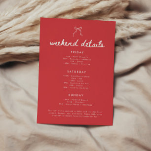 Coquette Bow Script Bachelorette Weekend Details Enclosure Card