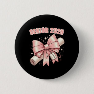 Coquette Bow Senior 2025 Graduation Long Sleeve  6 Cm Round Badge