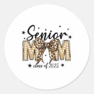 Coquette Bow Senior Mum Cl Of 2025 Graduation Grad Classic Round Sticker