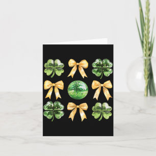 Coquette Bow Shamrock Disco Ball Patricks Day Iris Card