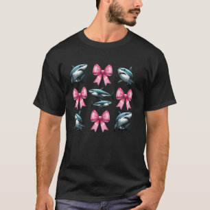 Coquette Bow Shark Ocean Animal Pink Ribbon Mum Gi T-Shirt