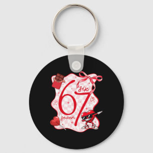 Coquette Bow Six Seven 67 Meme Dabbing Heart Valen Key Ring