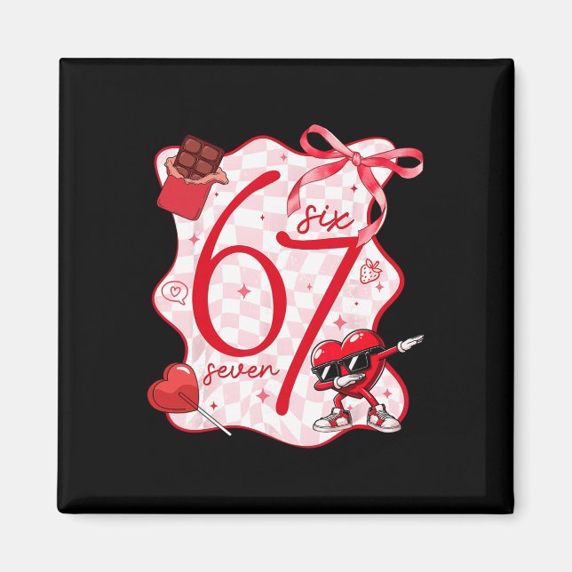 Coquette Bow Six Seven 67 Meme Dabbing Heart Valen Magnet (Front)