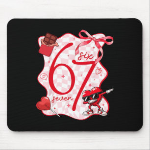 Coquette Bow Six Seven 67 Meme Dabbing Heart Valen Mouse Pad