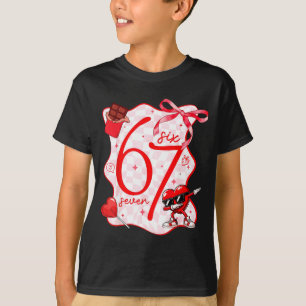 Coquette Bow Six Seven 67 Meme Dabbing Heart Valen T-Shirt