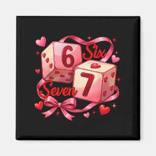 Coquette Bow Six Seven Dice 67 Meme Valentine 6 7 Magnet