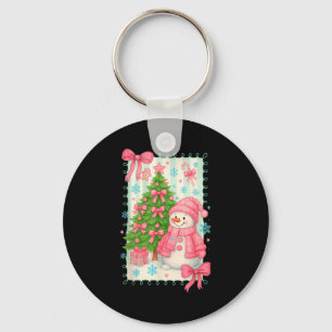 Coquette Bow Snowman Nk Christmas Tree Funny Xmas  Key Ring