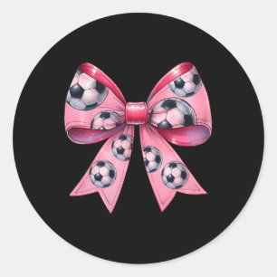 Coquette Bow Soccer Byll Pattern Mothers Day Ribbo Classic Round Sticker