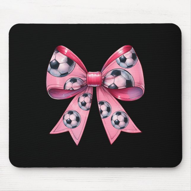 Coquette Bow Soccer Byll Pattern Mothers Day Ribbo Mouse Pad (Front)