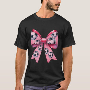 Coquette Bow Soccer Byll Pattern Mothers Day Ribbo T-Shirt